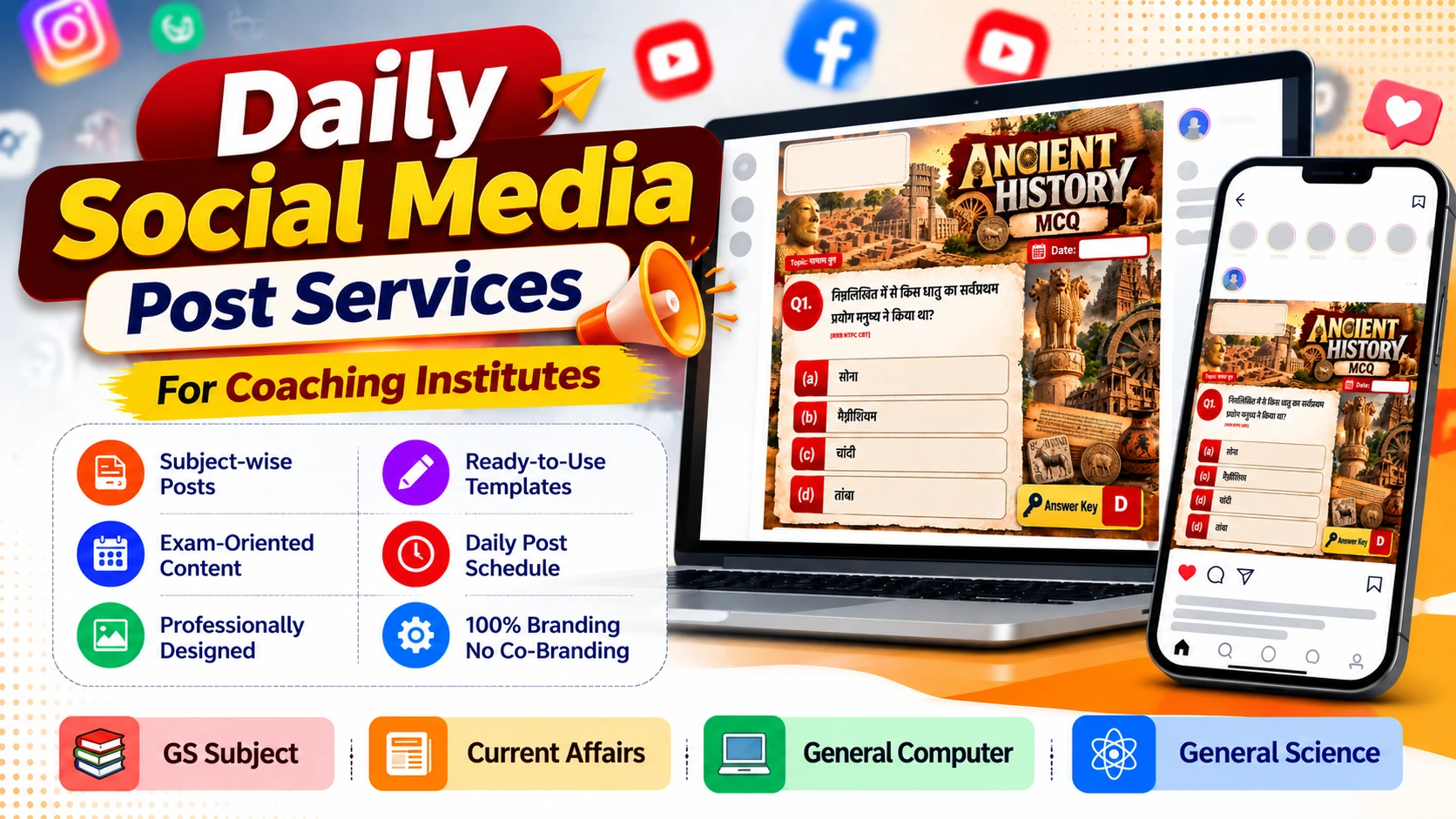 Daily Social Media Post Services for Coaching Institutes (100% White Label)